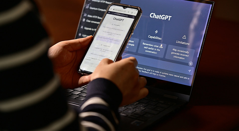 person using ChatGPT AI