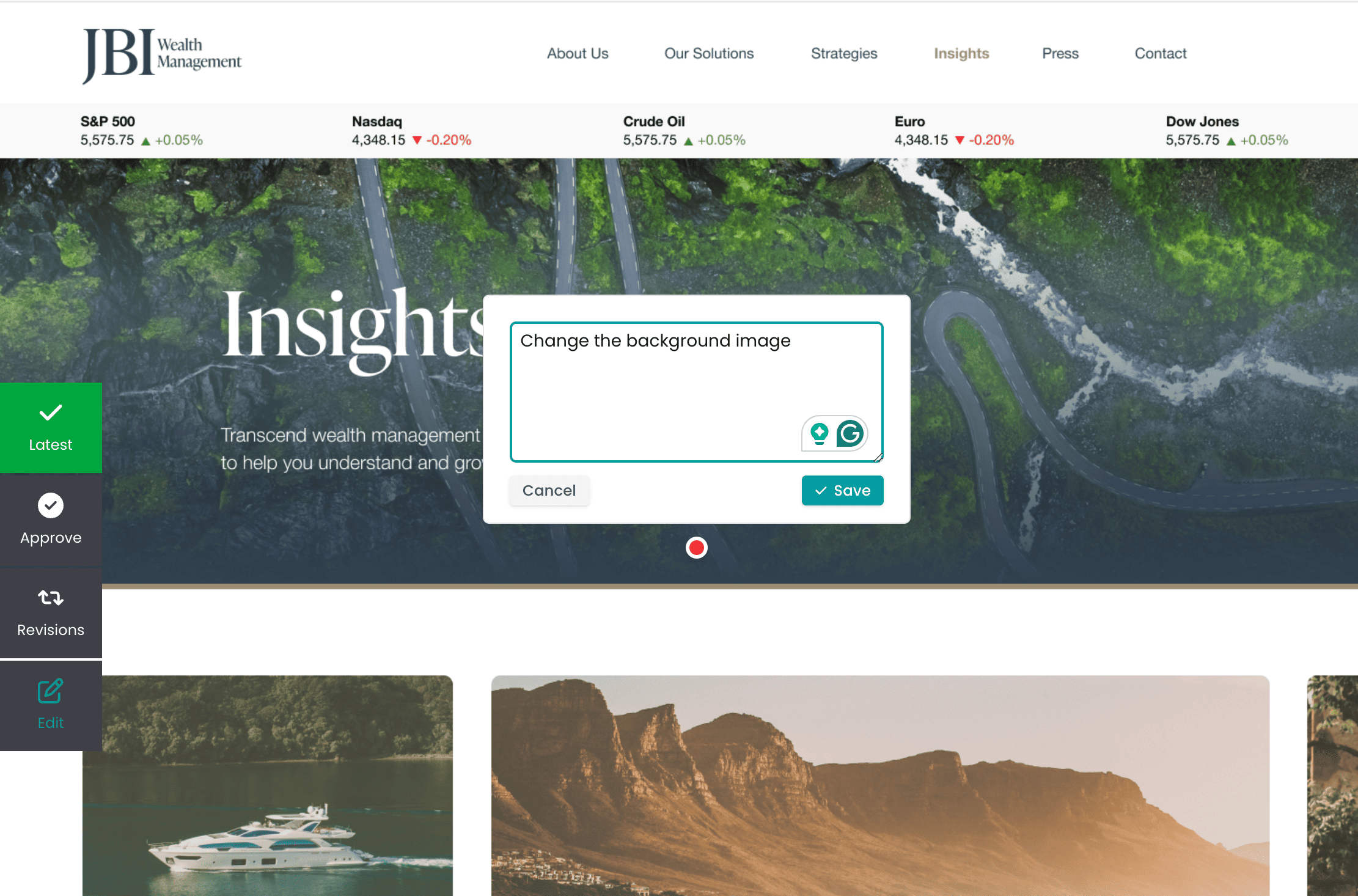 CODESM Projects flow work for a task: clients can leave comments
